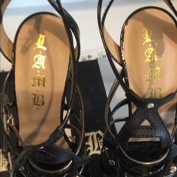 L. A. M. B. Ladonna Sandals Size 7 1/2 Black NIB - Picture 6 of 12